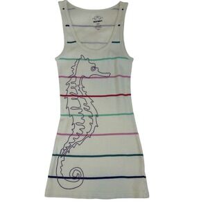 Vintage Old Navy Womens Y2K Ribbed Knit Seahorse Tank Size XS Preppy